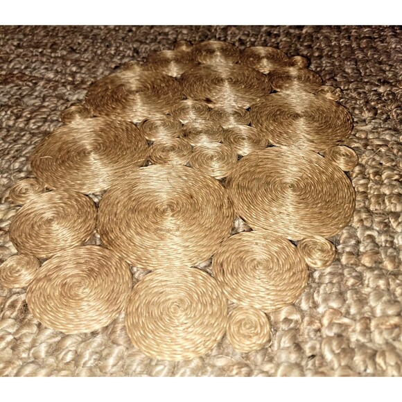 VTG Handmade Philippines Abaca Woven Hemp Mat 18" Trivet Table Protector MCM - Picture 12 of 14
